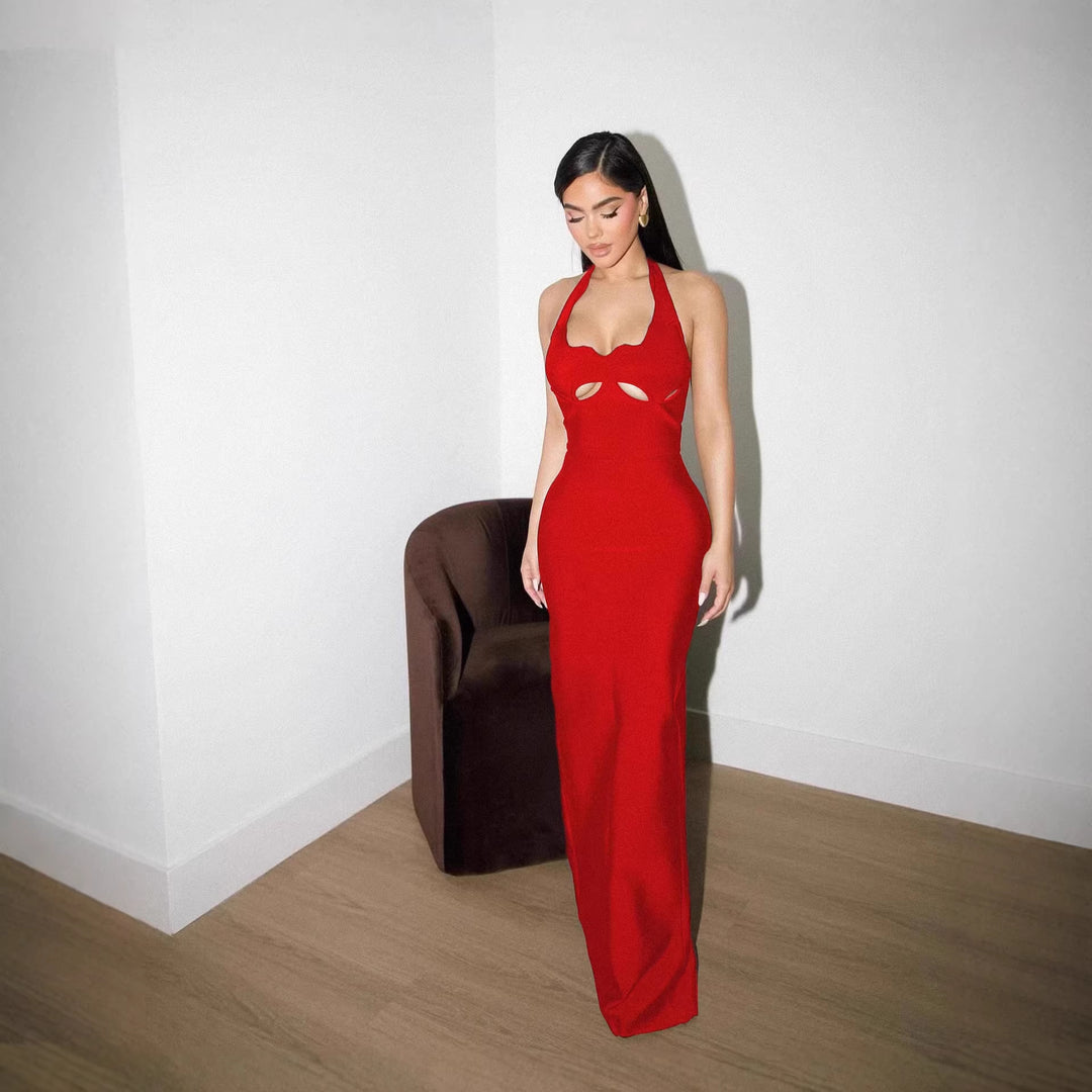 Damen Maxikleid mit innovativem Cut-Out-Design und sexy Schlüssellochausschnitt Echo Archiv