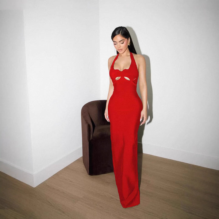 Damen Maxikleid mit innovativem Cut-Out-Design und sexy Schlüssellochausschnitt Echo Archiv