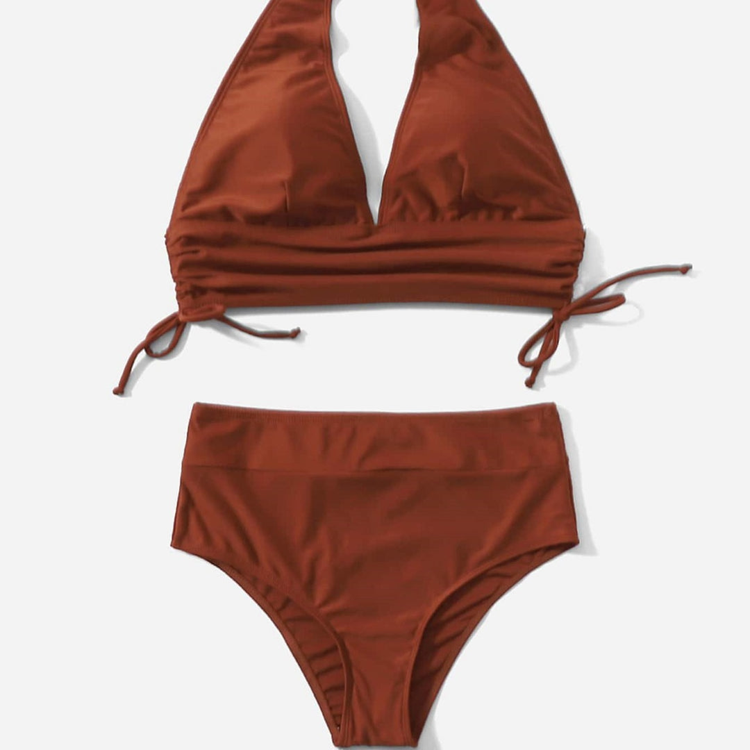 Damen Hoch geschnittener Bikini mit verstellbaren Rüschen Echo Archiv
