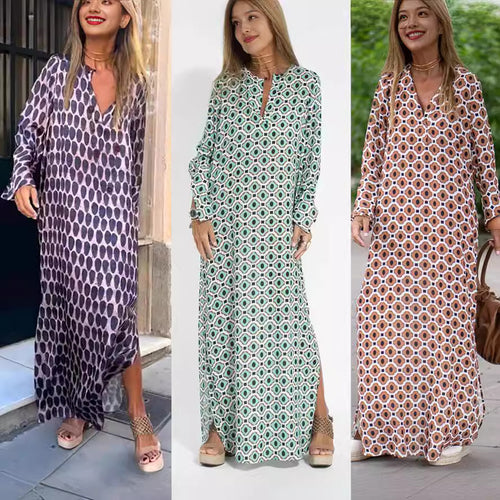 Damen Maxikleid mit modernem grafischen Muster und luftigen Ärmeln Echo Archiv