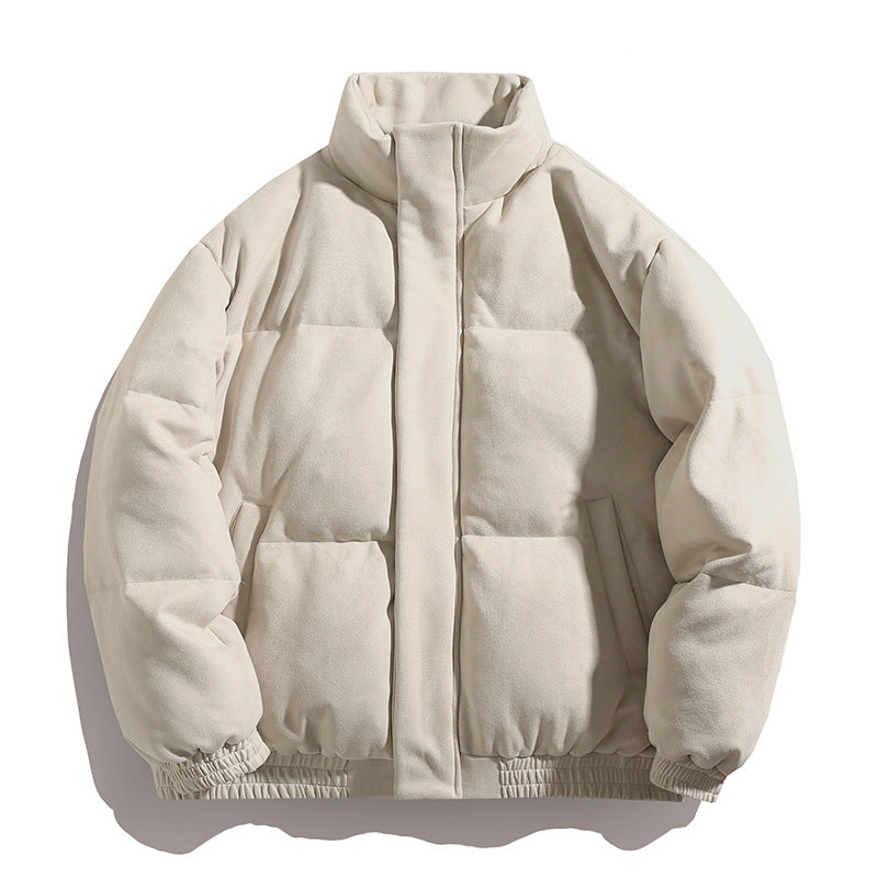 Unisex Gefütterte Velours-Pufferjacke im Boxy‑Schnitt mit hohem Kragen und verdecktem Reißverschluss Echo Archiv