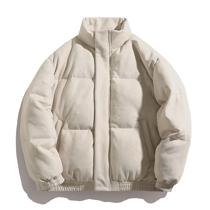 Unisex Gefütterte Velours-Pufferjacke im Boxy‑Schnitt mit hohem Kragen und verdecktem Reißverschluss Echo Archiv