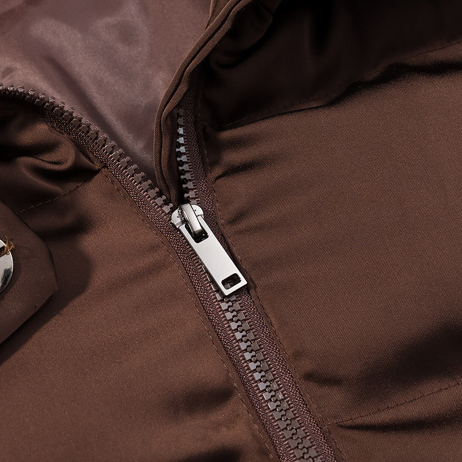 Damen kurze wattierte Steppjacke mit voluminösem Stehkragen, verdeckter Zwei-Wege-Reißverschluss und praktischen Eingrifftaschen – Célinea
