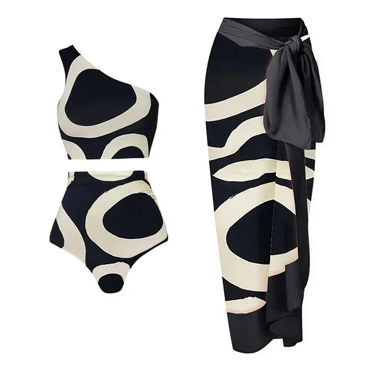 Damen Bikiniset mit asymmetrischem Oberteil und elegantem Wickelrock Echo Archiv