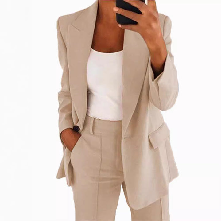 Damen Elegantes Zweiteiler-Blazer-Set mit weichem Fall und breitem Bein Echo Archiv