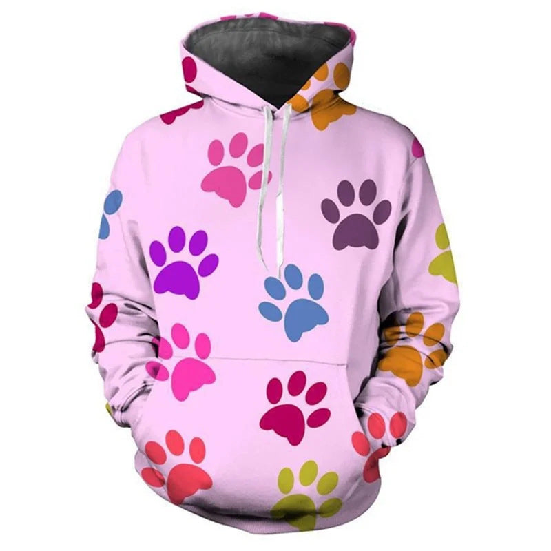 Damen Lustiger Kapuzenpullover mit Pfotenmotiv Echoarchiv