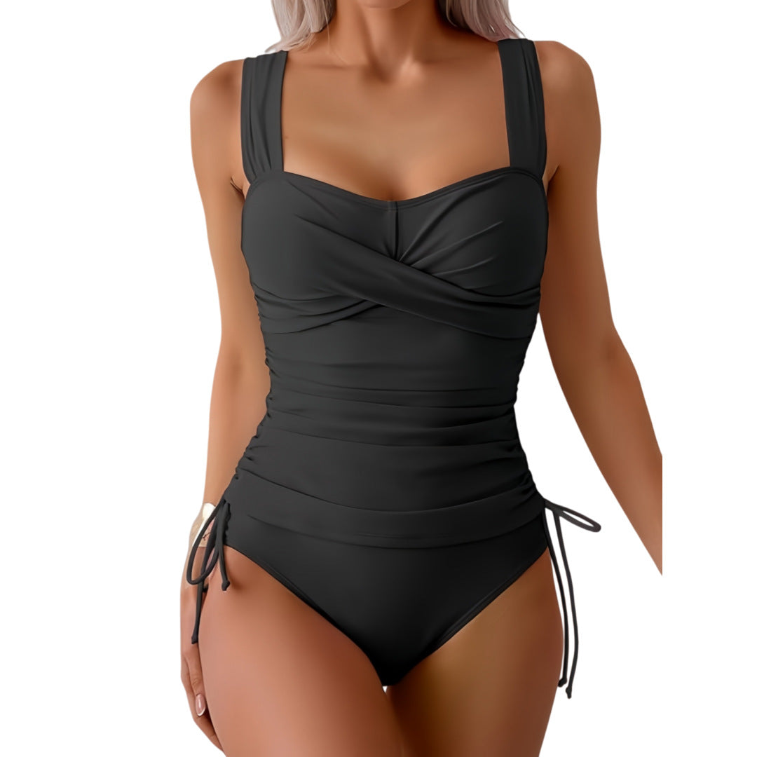 Damen Einteiliger Badeanzug mit modernem Wickeldesign und sportlichem Schnitt Echo Archiv