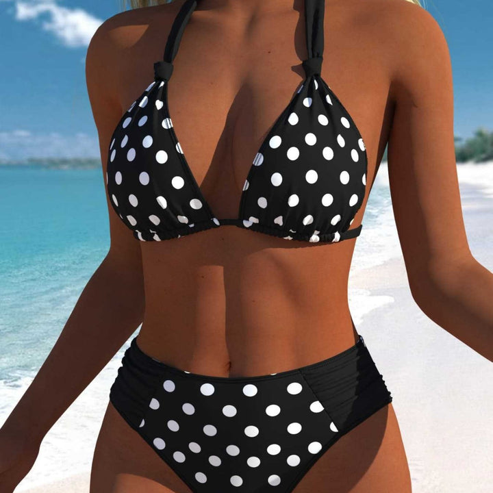 Damen Hochgeschnittener Triangel-Bikini mit punktiertem Design und verstellbaren Trägern Echo Archiv