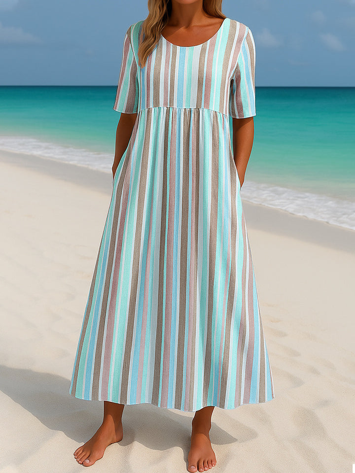 Damen lässiges Maxikleid mit hellen Streifen Echo Archiv