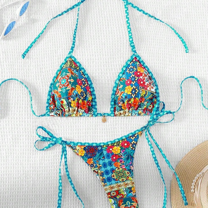 Damen Triangel-Bikini mit floralem Design und verstellbaren Bändern Echo Archiv