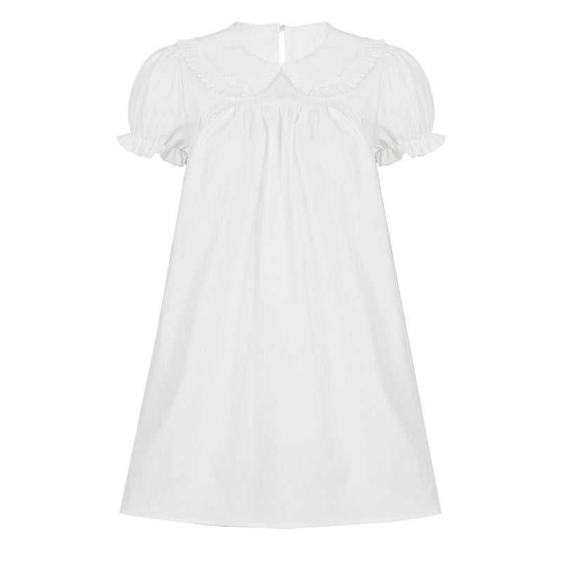 Damen elegantes Baumwollkleid mit Rüschendetails und herausragendem Kragen Echo Archiv