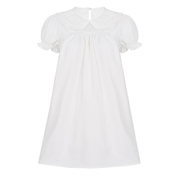 Damen elegantes Baumwollkleid mit Rüschendetails und herausragendem Kragen Echo Archiv