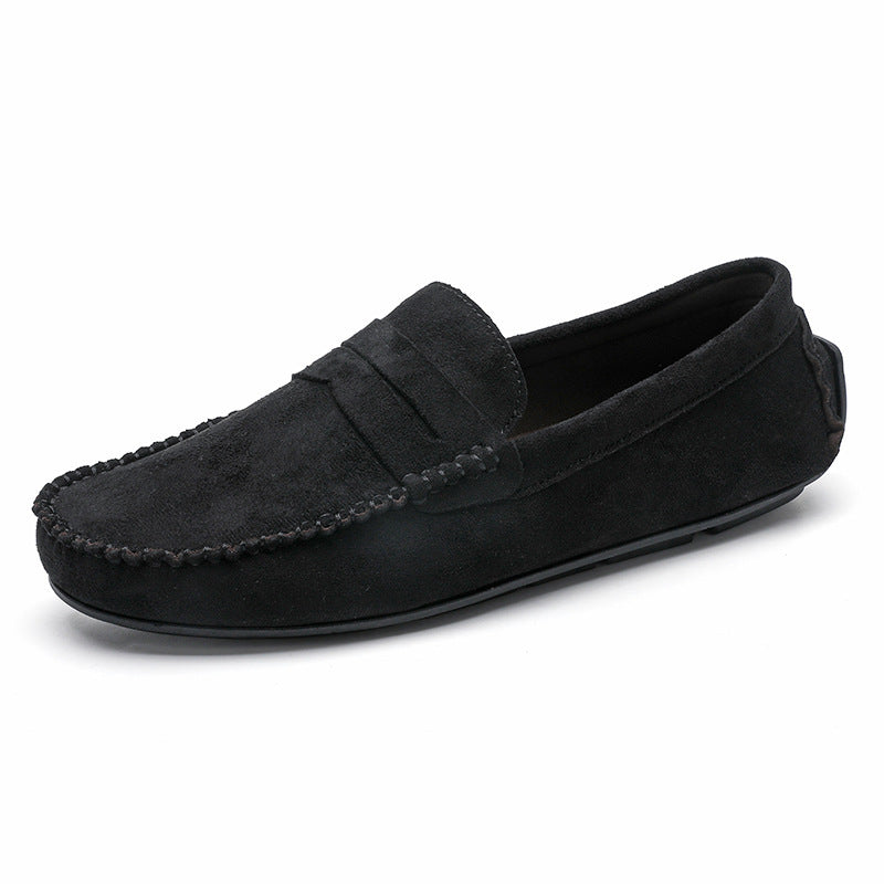 Herren elegante Veloursleder-Mokassin Fahrerhalbschuhe mit handgenähter Vordernaht und flexibler Gummiprofilsohle Echo Archiv
