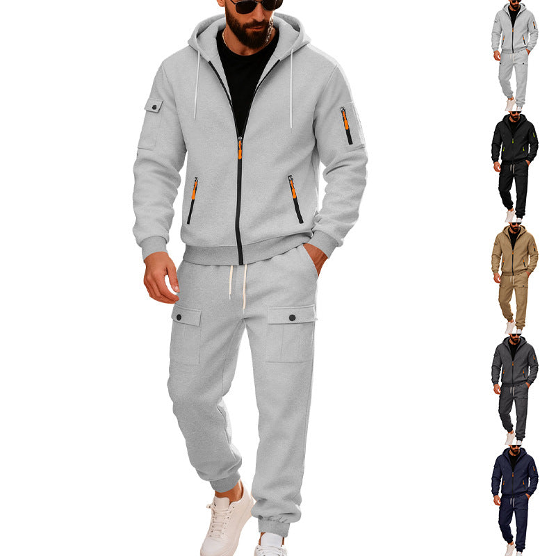 Herren nan urbaner Kapuzen-Jogginganzug aus Baumwollmix mit Cargo-Taschen und funktionalen Reißverschlüssen Echo Archiv