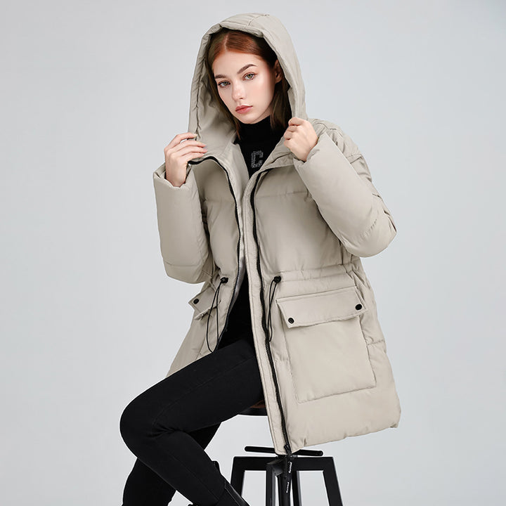 Damen Wattierter Parka mit Kapuze, Tunnelzug und Pattentaschen Echo Archiv