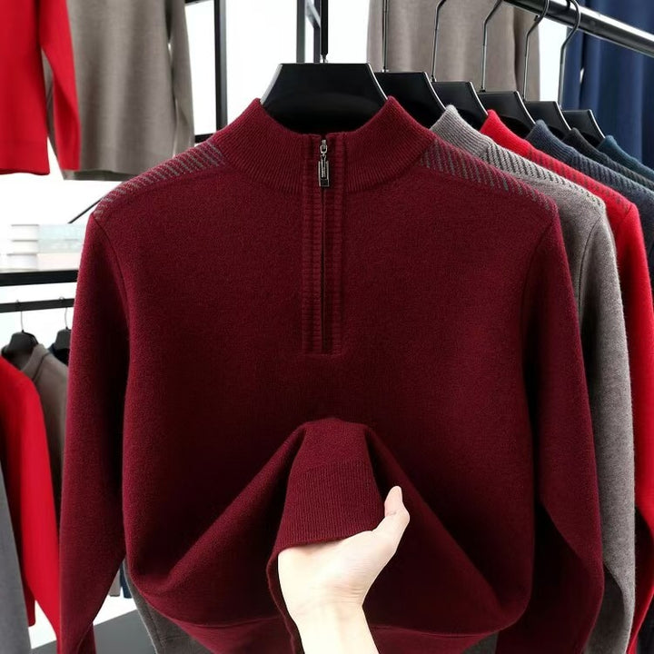 Herren funktionaler Rollkragenpullover mit halbzipper und strukturiertem Design Echoarchiv