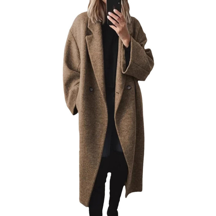 Damen klassischer Oversized-Mantel mit doppeltem Knopfverschluss und breitem Revers Echoarchiv