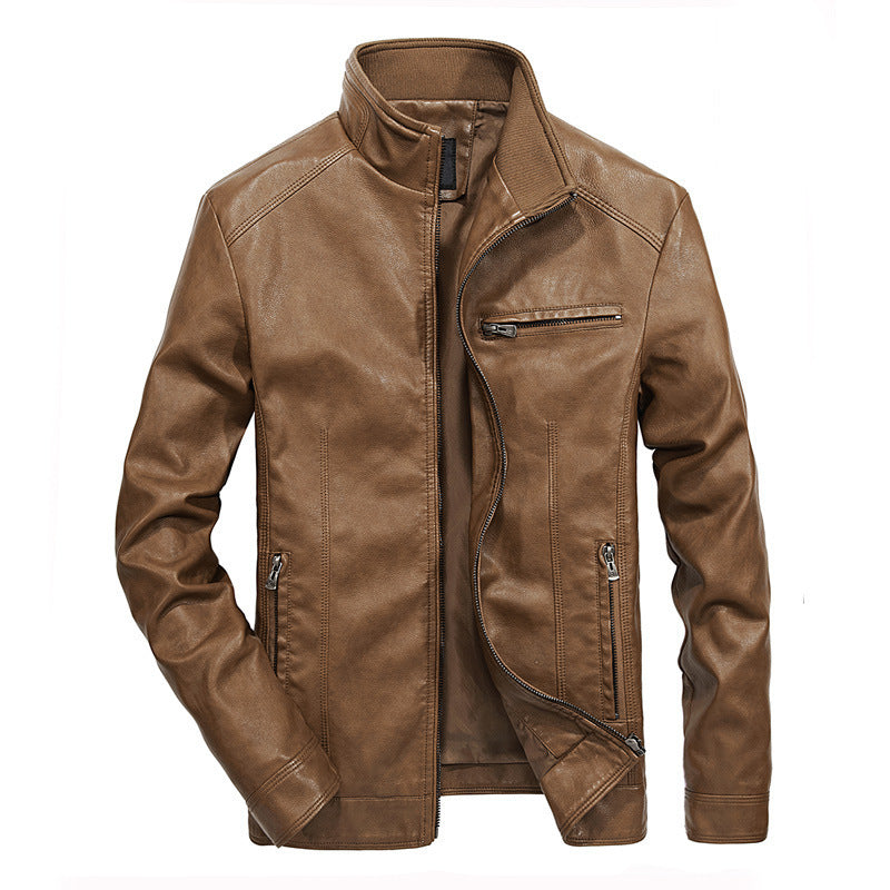 Herren Slim‑Fit Lederoptik‑Blouson mit Stehkragen und Reißverschlusstaschen Echo Archiv