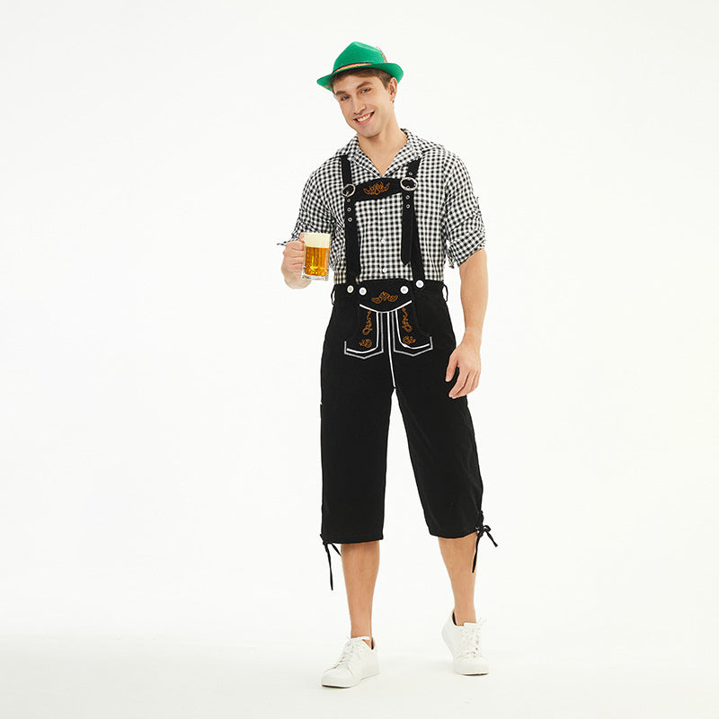Herren nan knielange Trachtenhose im Vintage-Stil mit verstellbaren Trägern und dekorativer Zierstickerei Echo Archiv