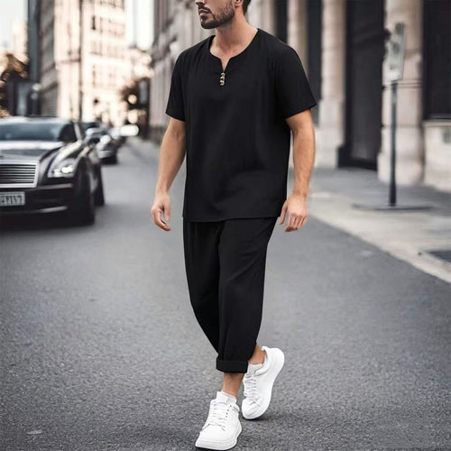 Herren lässiges Freizeitanzug-Set mit stylischem Knopfleisten-Design Echoarchiv