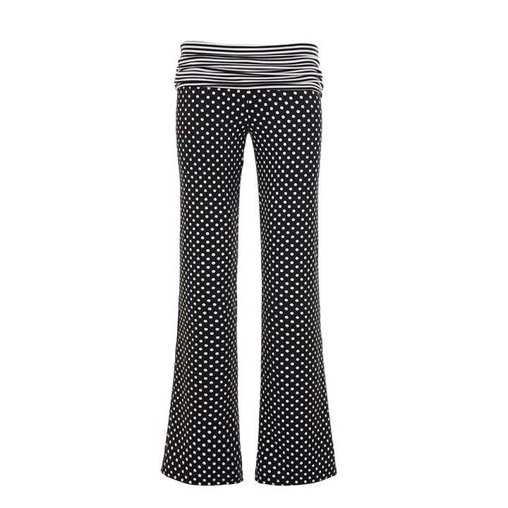 Damen nan weite Marlene-Hose mit hohem Umschlag-Bauchbund und gepunktetem Stretchjersey Echo Archiv