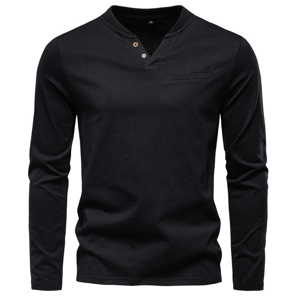 Herren Langarmshirt mit Henley-Kragen und praktischem Knopfdetail Echoarchiv