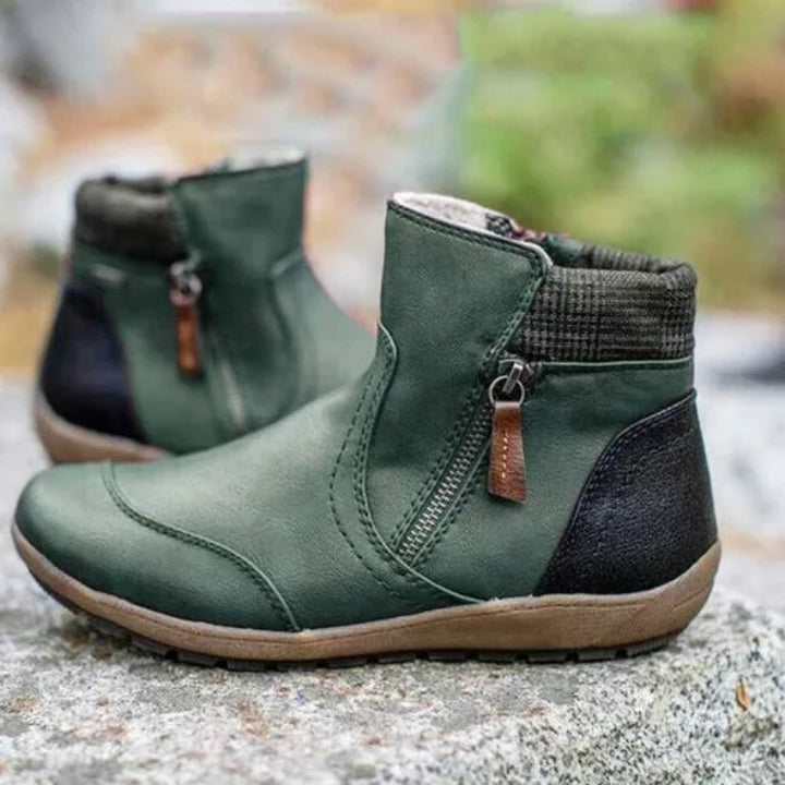 Damen nan lederoptik gefütterte Stiefelette mit seitlichem Reißverschluss und rutschfester Laufsohle Echo Archiv