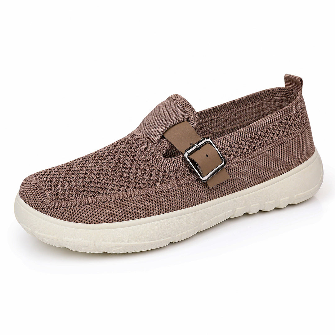 Damen nan atmungsaktiver Strick-Slip-On mit verstellbarer Metallschnalle und federnder Leicht-EVA-Sohle Echo Archiv