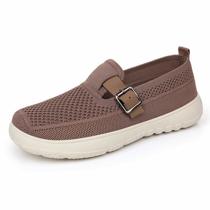Damen nan atmungsaktiver Strick-Slip-On mit verstellbarer Metallschnalle und federnder Leicht-EVA-Sohle Echo Archiv