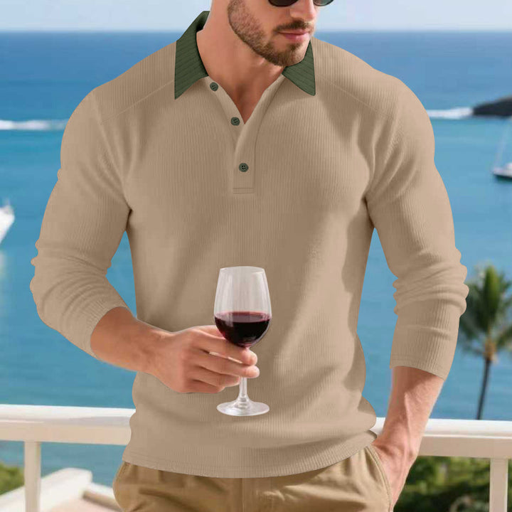 Herren stilvoller Poloshirt mit strukturiertem Design Echoarchiv
