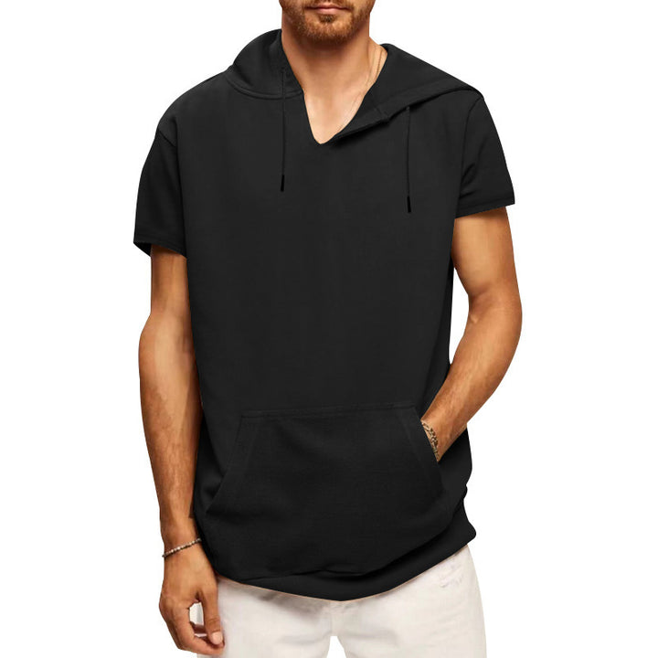 Herren lässiges Kapuzen-T-Shirt mit Fronttasche und modernem Schnitt Echoarchiv