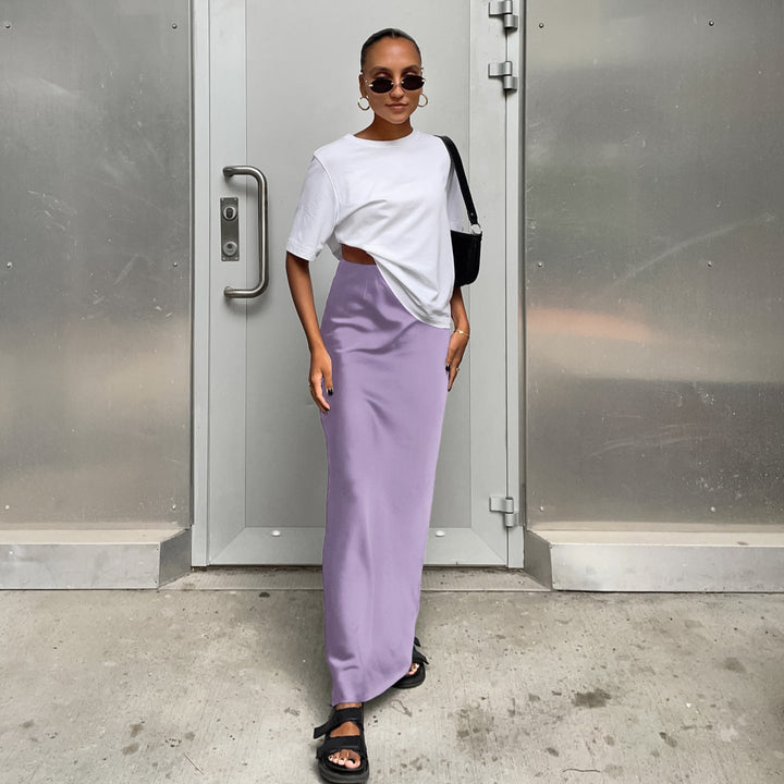 Damen Langes Satin-Rock mit hohem Schlitz Echo Archiv