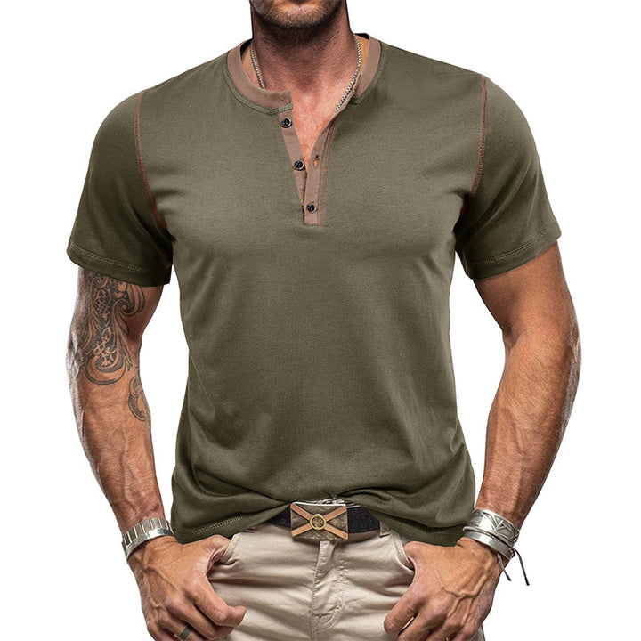 Herren Polohemd im modischen Henley-Stil mit einzigartigen Akzenten Echoarchiv
