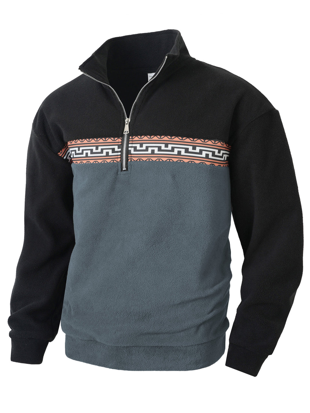 Herren Fleece-Pullover mit modernem Reißverschluss und kreativem Design Echoarchiv