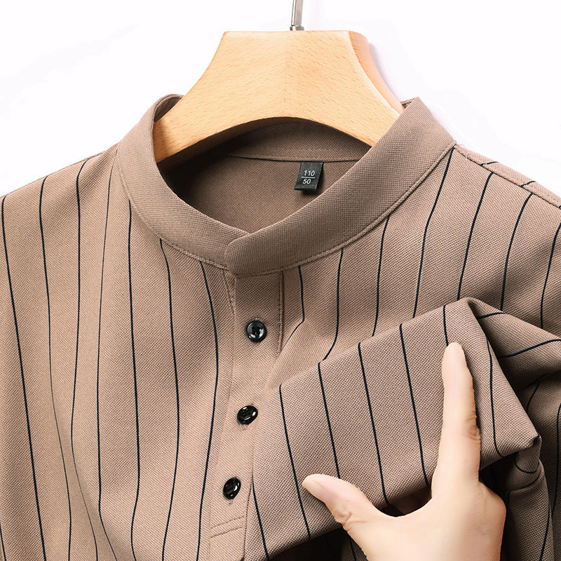 Herren Poloshirt mit elegantem Streifenmuster und hochwertiger Knopfleiste Echoarchiv