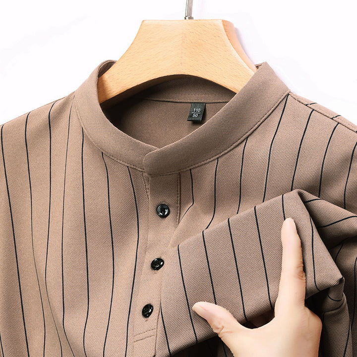 Herren Poloshirt mit elegantem Streifenmuster und hochwertiger Knopfleiste Echoarchiv