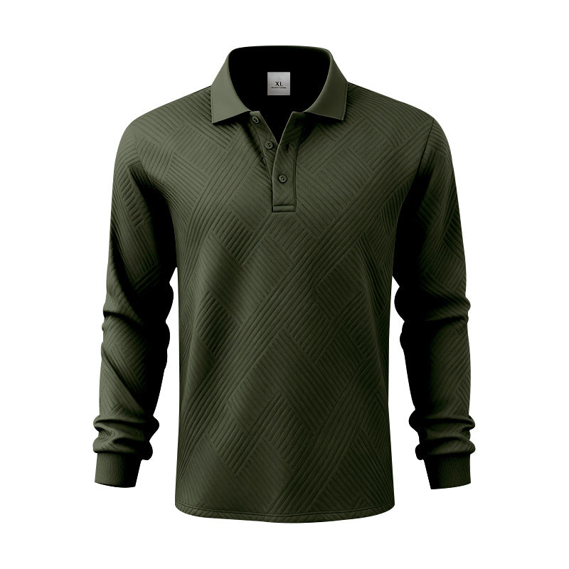 Herren nan langärmeliges Poloshirt aus strukturiertem Jacquardstrick Echo Archiv
