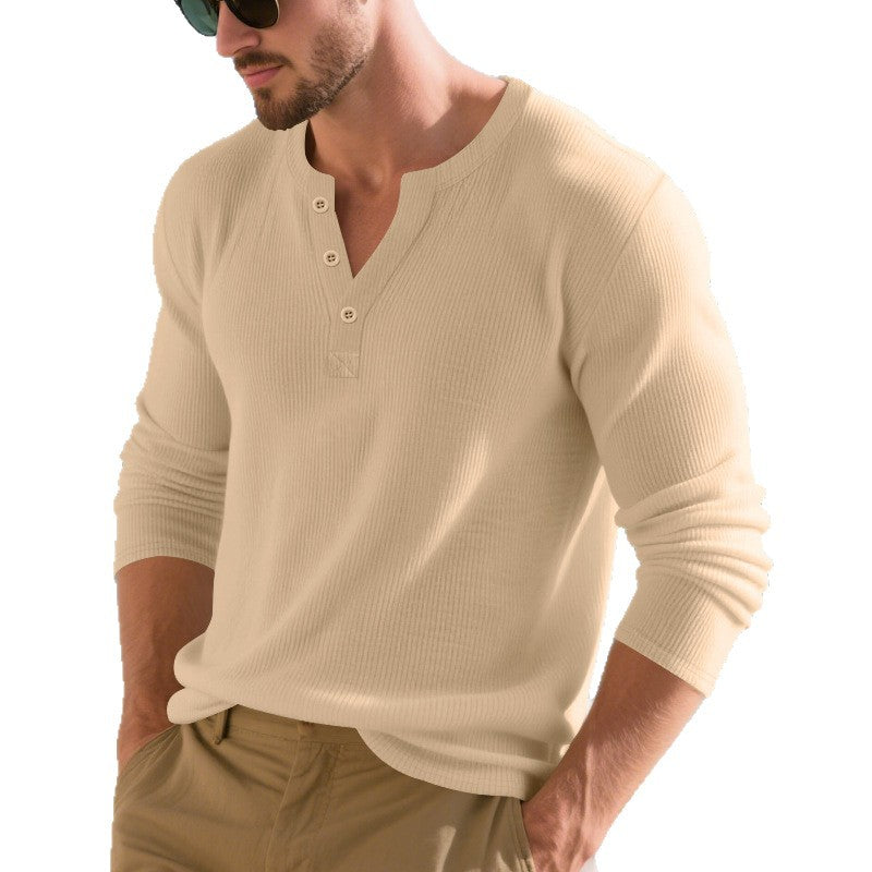 Herren Langarmshirt mit modischem Henley-Ausschnitt Echoarchiv