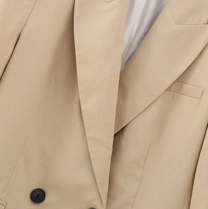 Damen Doppelreihiger Longline-Blazer mit strukturiertem Tailoring und verlängertem Saum Echoarchiv