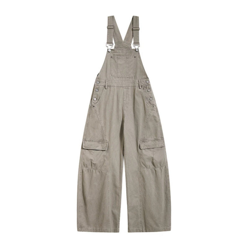 Damen weite Cargo-Latzhose mit verstellbaren Trägern und Multi-Taschen Echoarchiv