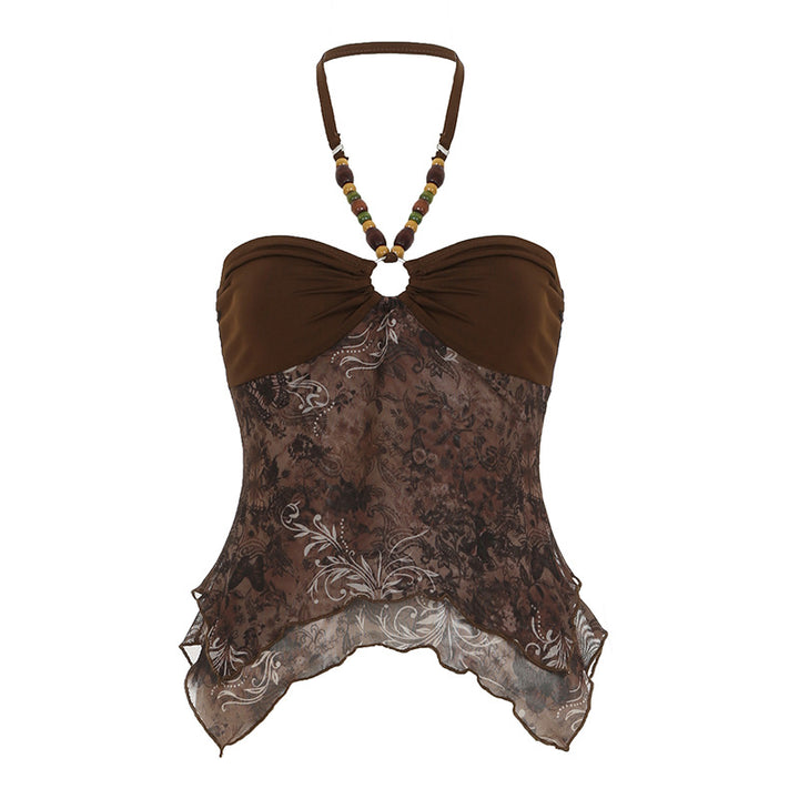 Damen lässiges Bandeau-Top mit floralem Design und raffinierten Bindebändern Echo Archiv