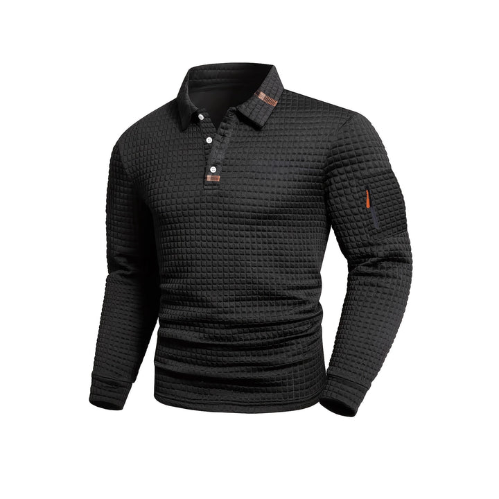 Herren Komfortables und atmungsaktives Langarm-Poloshirt Echoarchiv