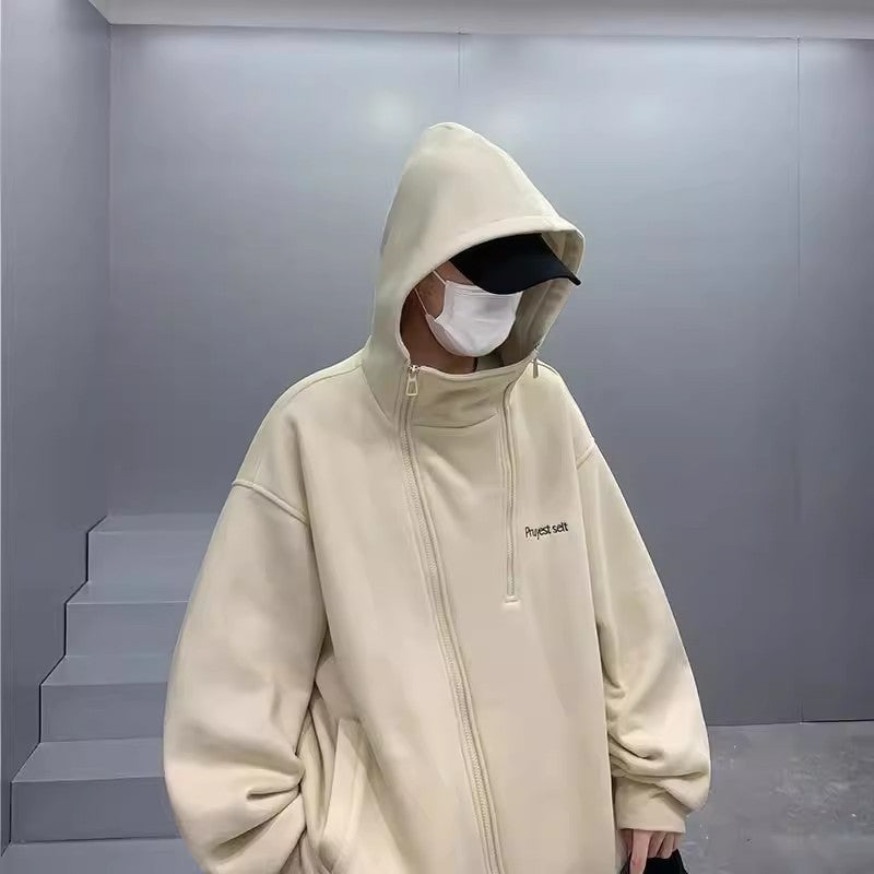 Unisex Oversized Fleecejacke mit hohen Kragen und Reißverschluss Echoarchiv