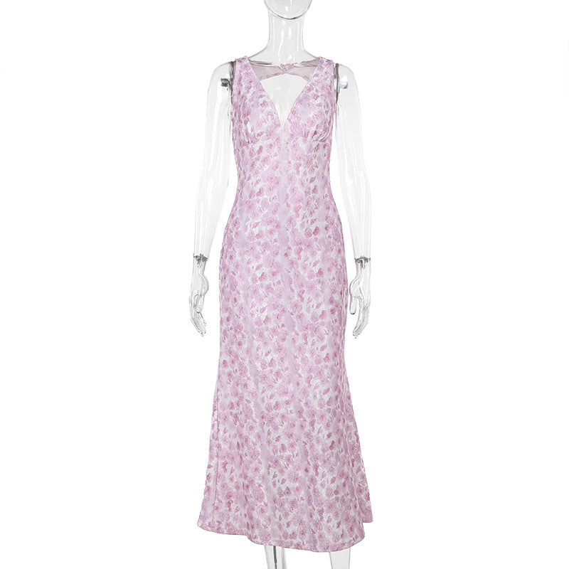 Damen Maxikleid mit elegantem V-Ausschnitt und floralem Muster Echo Archiv
