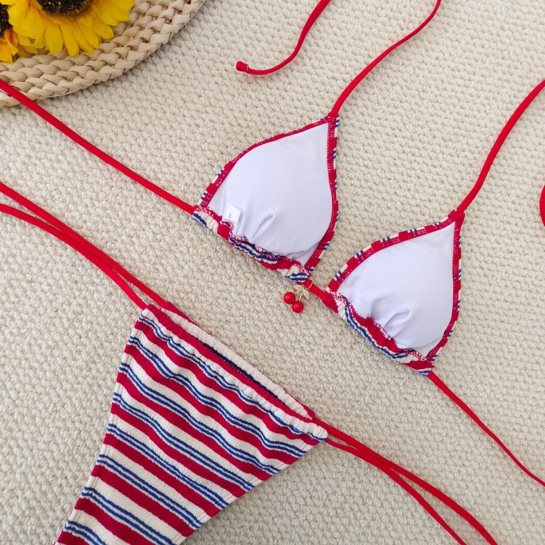 Damen Triangel-Bikini mit verspieltem Streifenmuster Echo Archiv
