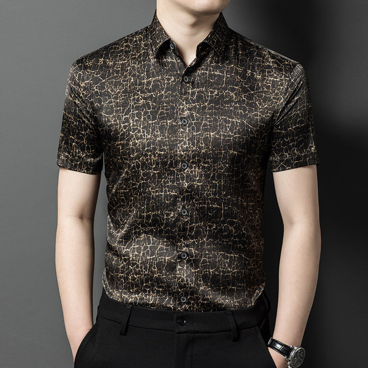 Herren Kurzarmhemd mit kunstvollem Marmor-Design Echoarchiv