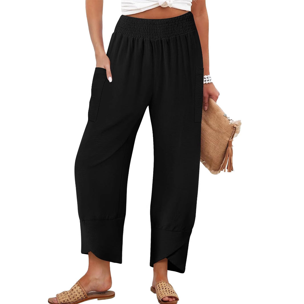 Damen Weite Sommerhose mit elastischem Bund und praktischen Taschen Echo Archiv