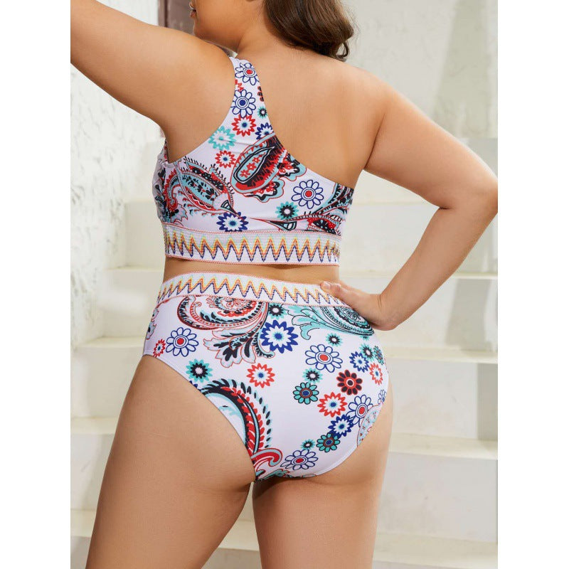 Damen Crop-Top Bikini-Set mit hohem Bund und dekorativem Muster Echo Archiv