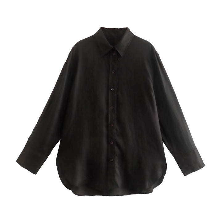 Damen Oversize-Hemdbluse mit verlängertem Rückenteil, kastigem Schnitt und durchgehender Knopfleiste Echo Archiv