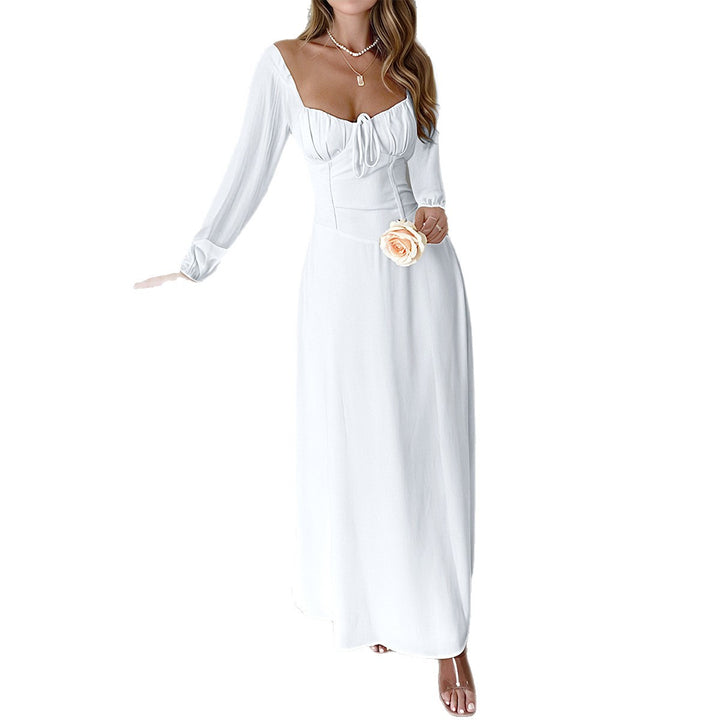 Damen nan Maxikleid mit Corsagen-Oberteil, Herzausschnitt, gerafften Ärmeln und fließendem A-Linien-Rock Echo Archiv